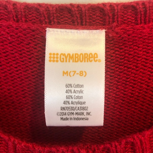 Girls M Gymboree cardigan sweater red & gray deer - Picture 3 of 4